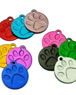mainimage0tiquette-de-patte-de-chien-en-aluminium-personnalis-e-3D-accessoires-de-collier-nom-grav Médaille personnalisée pour chien Ronde